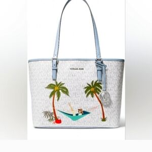 NWT Michael Kors Jet Set Travel Medium Printed Logo Tote Bag Purse NEW